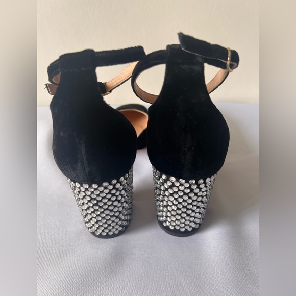 J.Crew Maisie Black Crystal Studded Velvet Heels - Picture 8 of 12